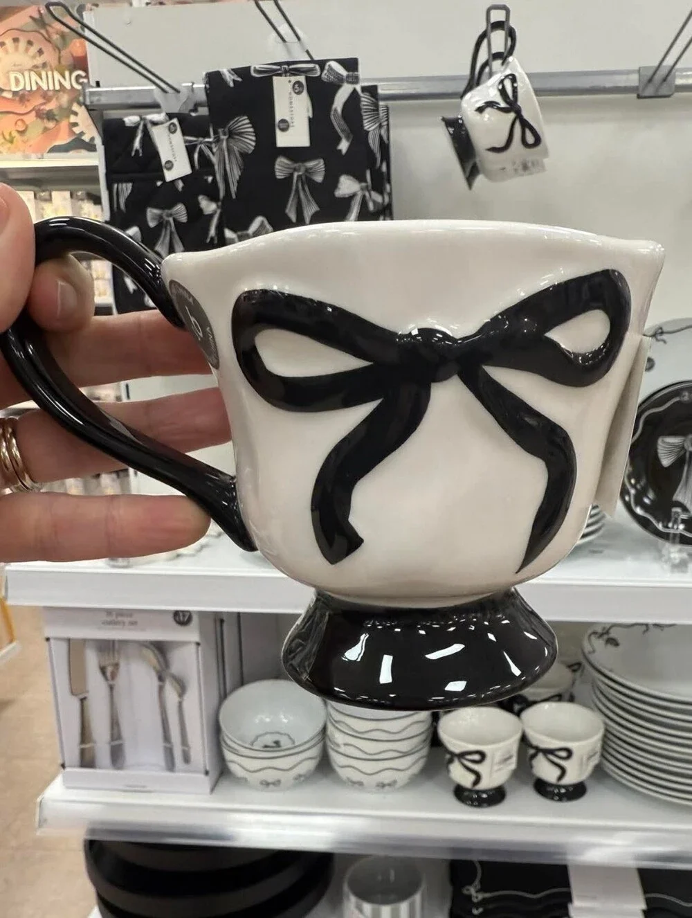 BELLA LUX Set Of 4‎ Hand Painted Bow Mugs Coquette Cottagecore